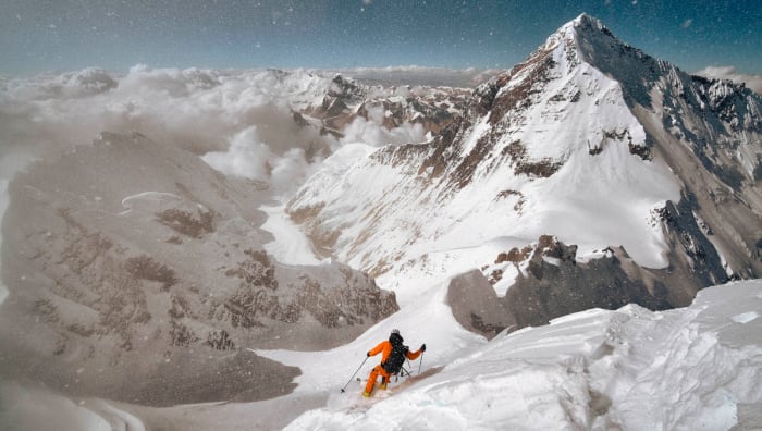 After climbing for 28 days, Morrison skied the line that had to that point been unconquerable.